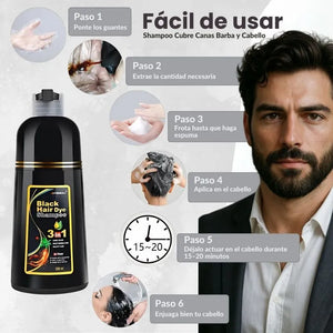 2x1 SHAMPOO CUBRE CANAS DE BARBA Y CABELLO  3 en 1