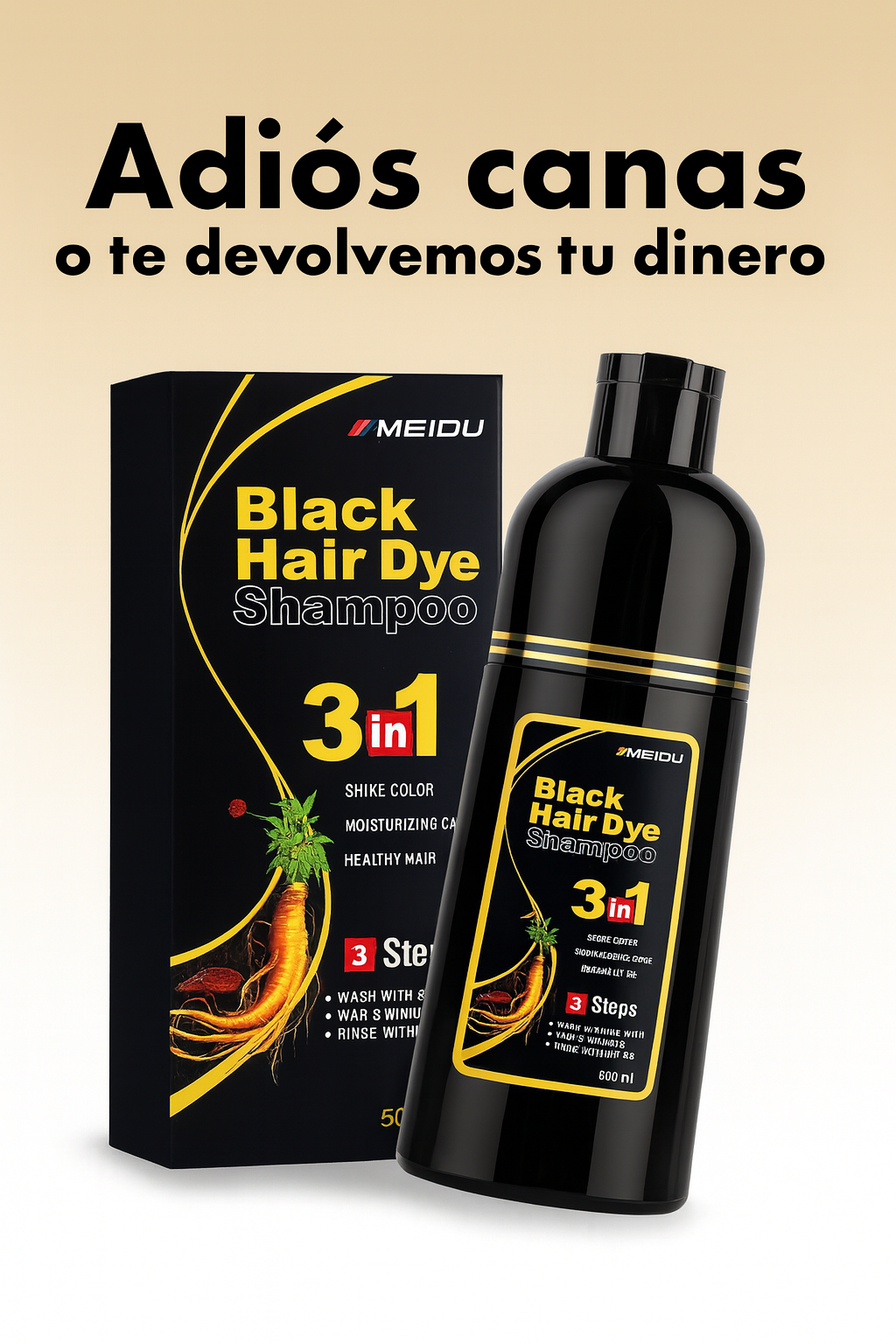 2x1 SHAMPOO CUBRE CANAS DE BARBA Y CABELLO  3 en 1